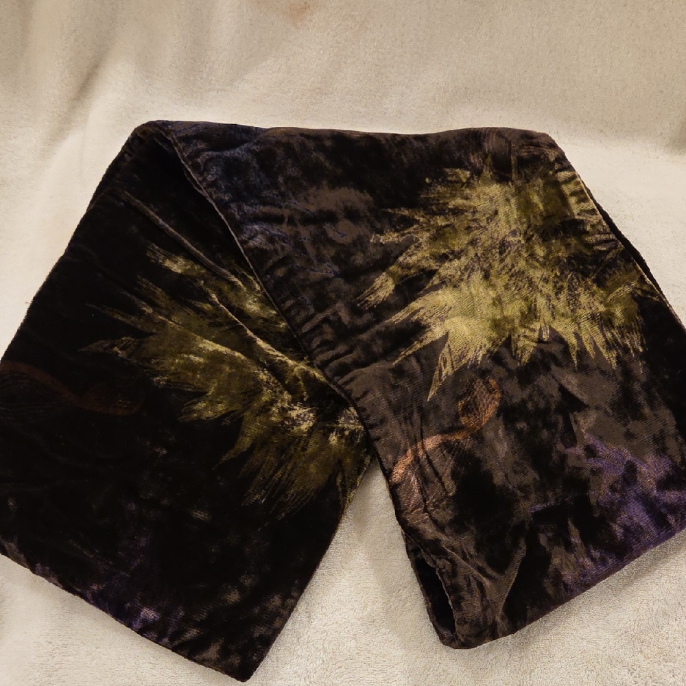 Vintage Velvet Scarf with Abstract Design By Georgina von Etzdorf, 58" x 9"